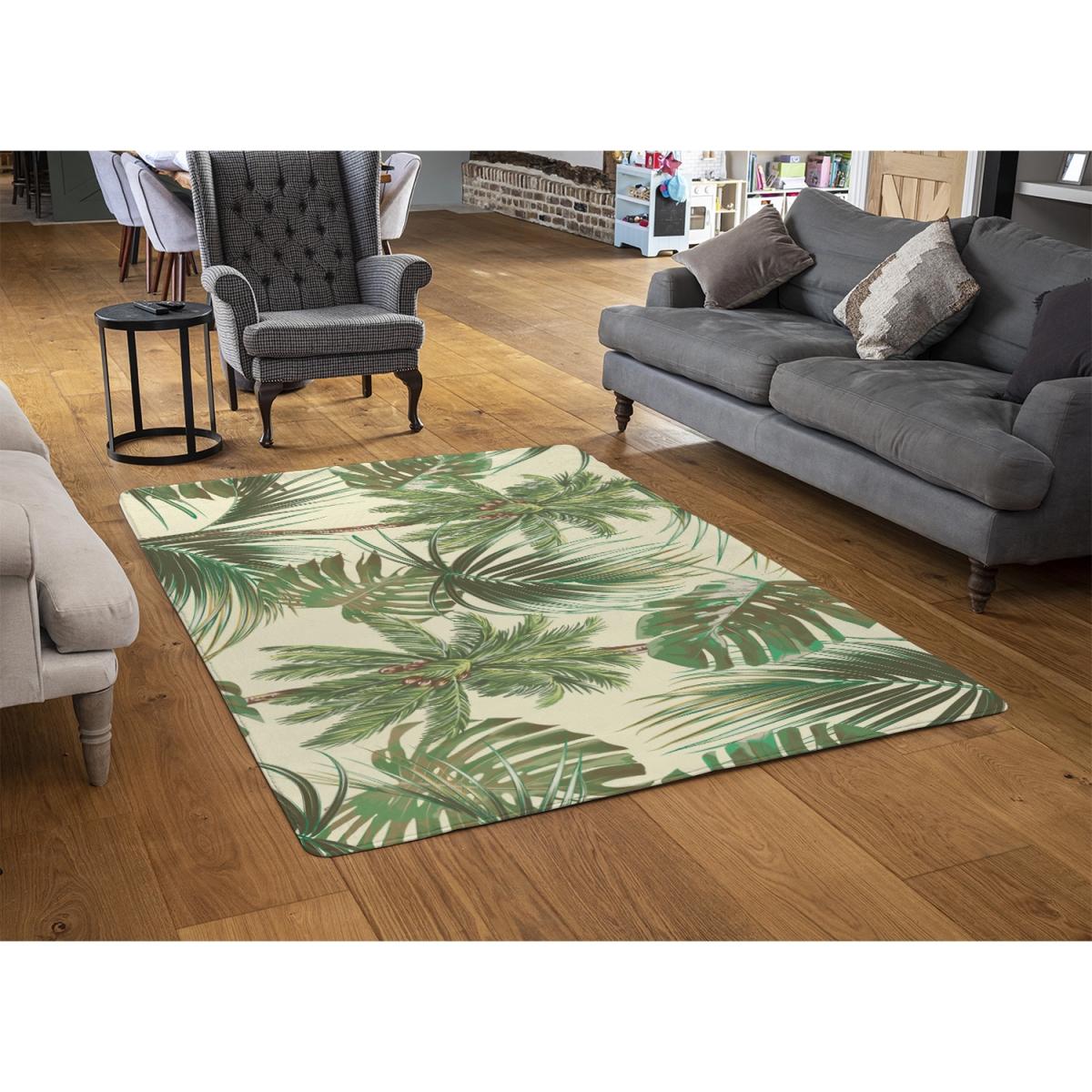 Tropical Leaves On Yellow Rug - Green / 110cm – image 2