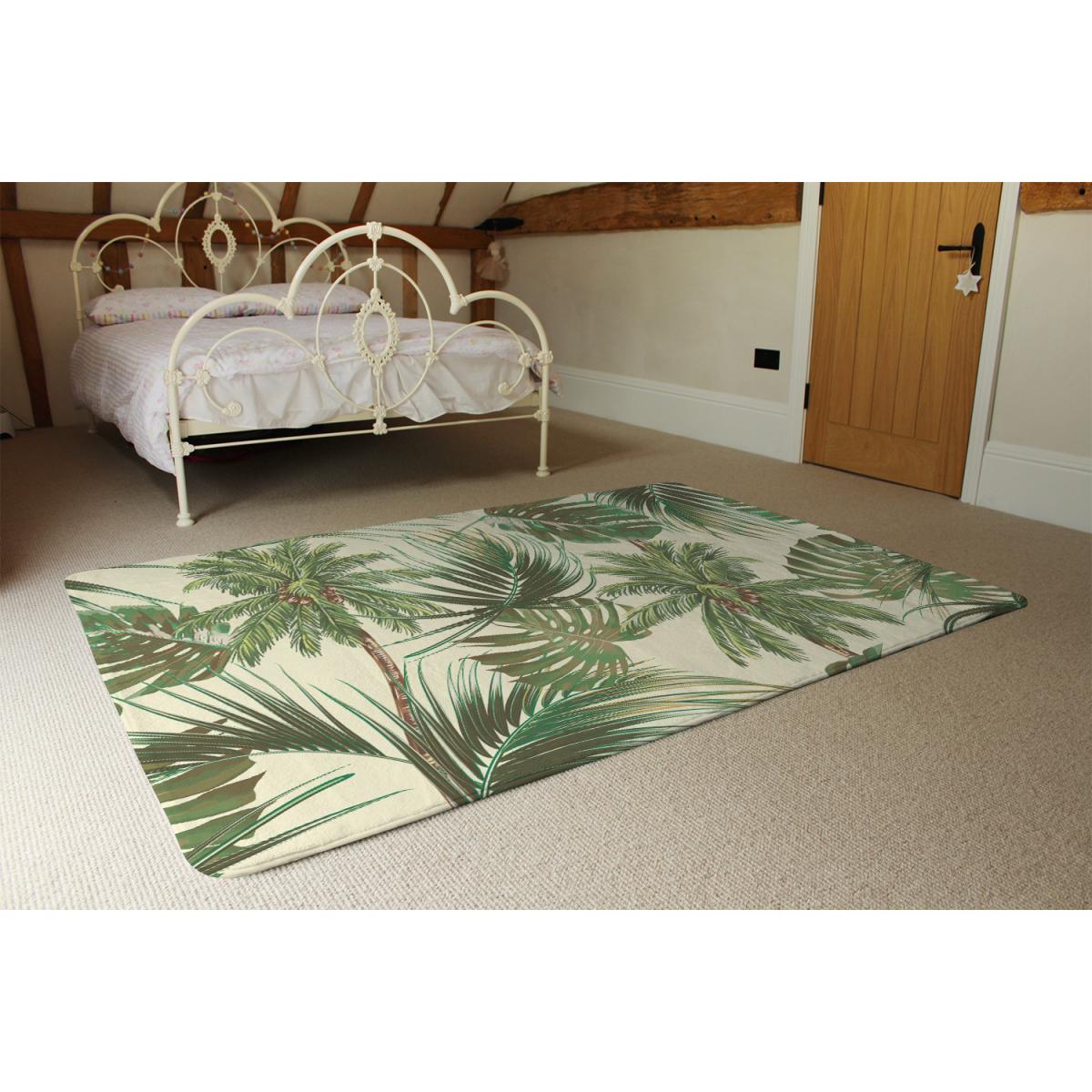 Tropical Leaves On Yellow Rug - Green / 110cm – image 3