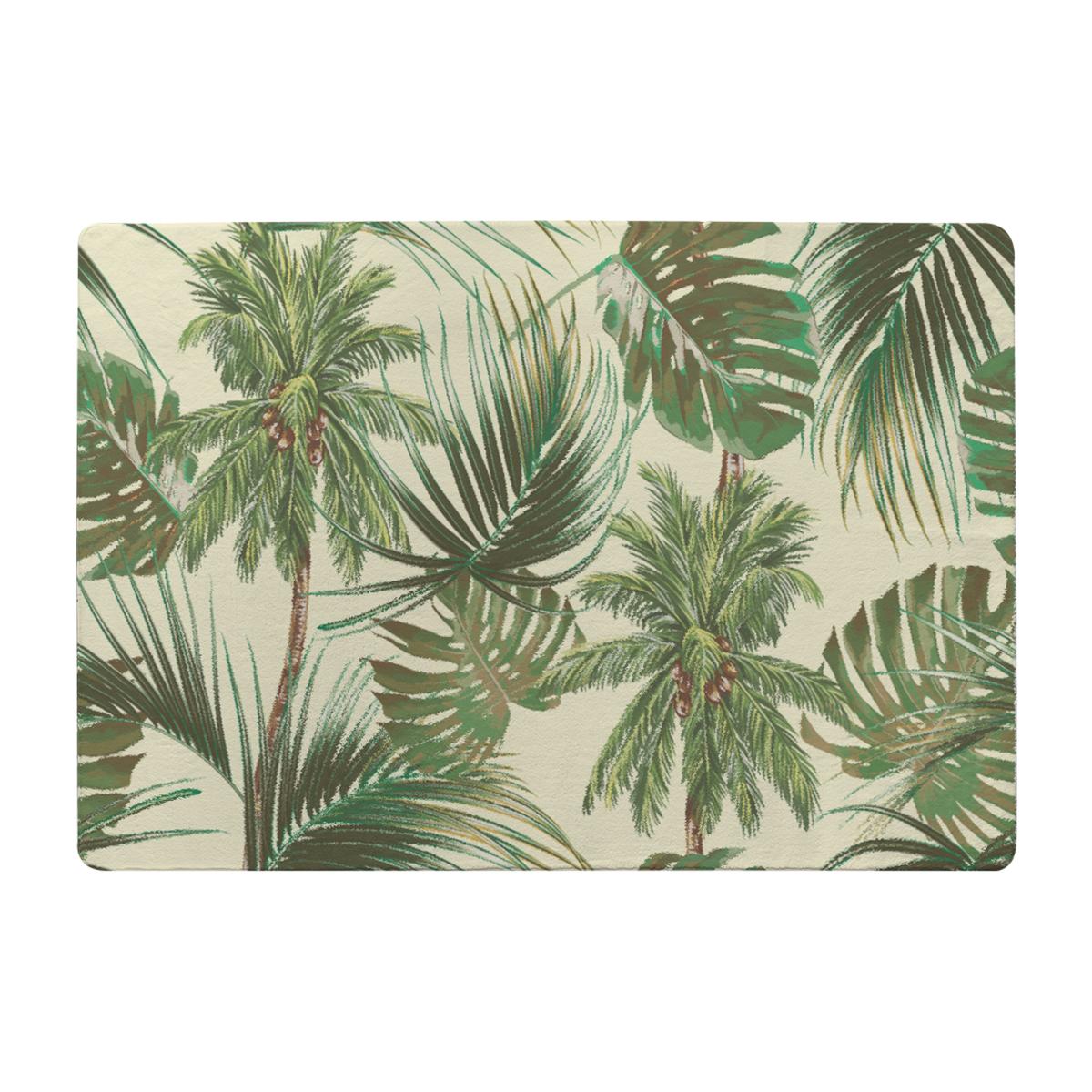 Tropical Leaves On Yellow Rug - Green / 110cm – image 1