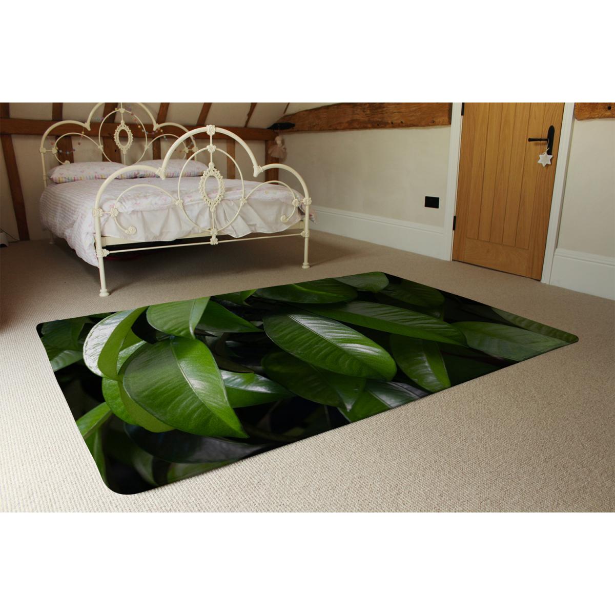 Closeup Of Beautiful Glossy Green Leaves Designer Rug - Green / 110cm – image 3