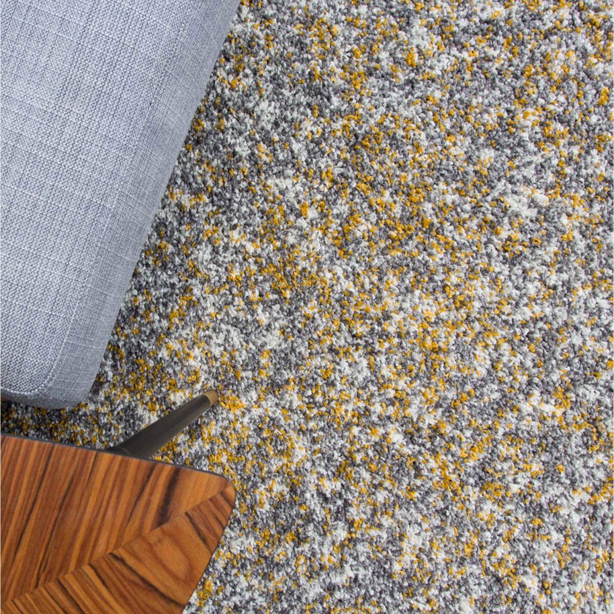 Super Soft Ochre Yellow Grey Mottled Shaggy Area Rug - Ochre Yellow / 230 x 160cm – image 3