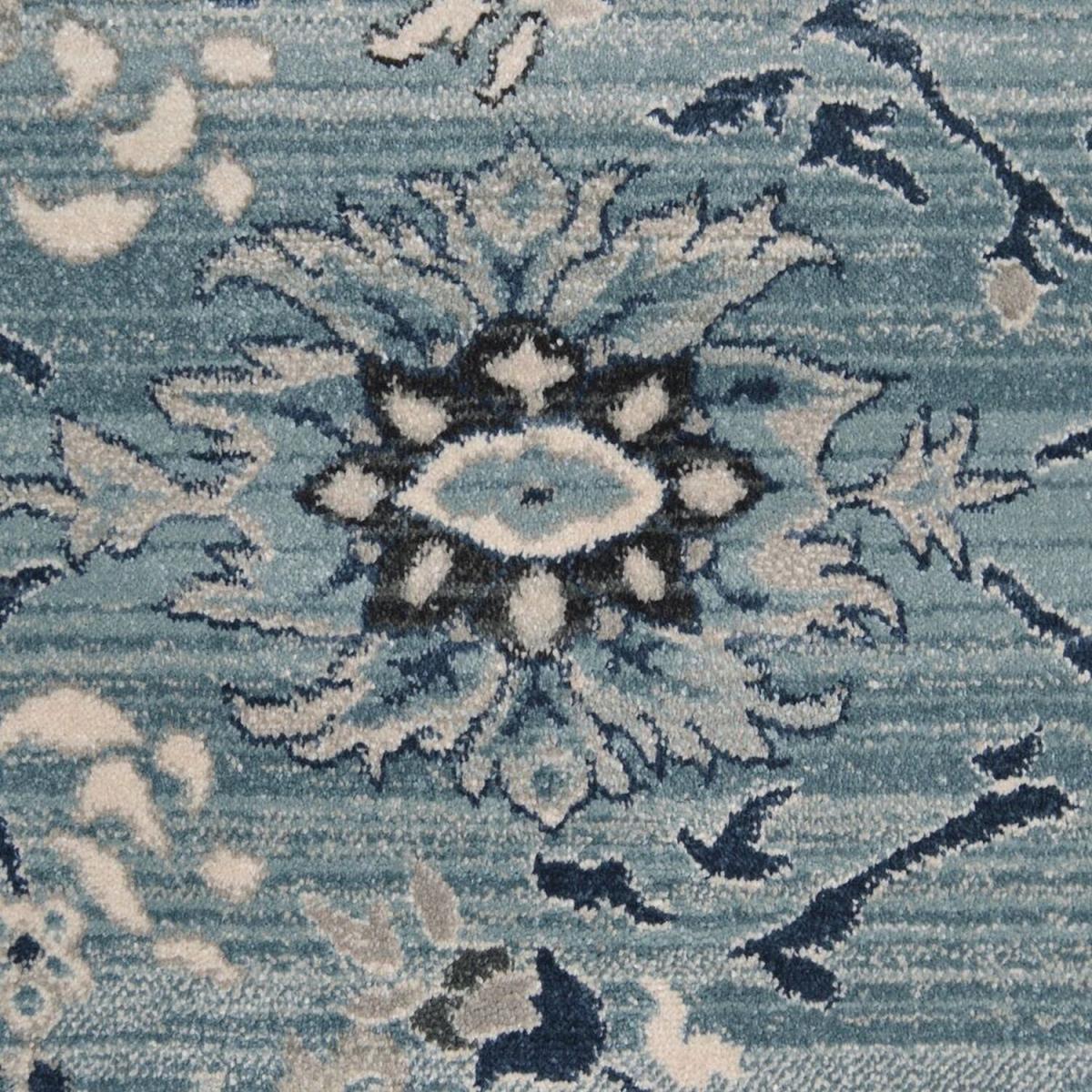 Blue Damask Floral Living Room Rug - Tartan - Blue – image 3