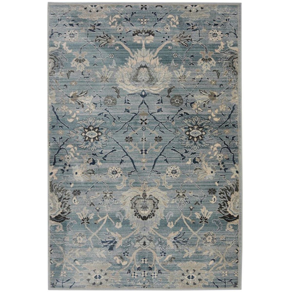 Blue Damask Floral Living Room Rug - Tartan - Blue – image 4