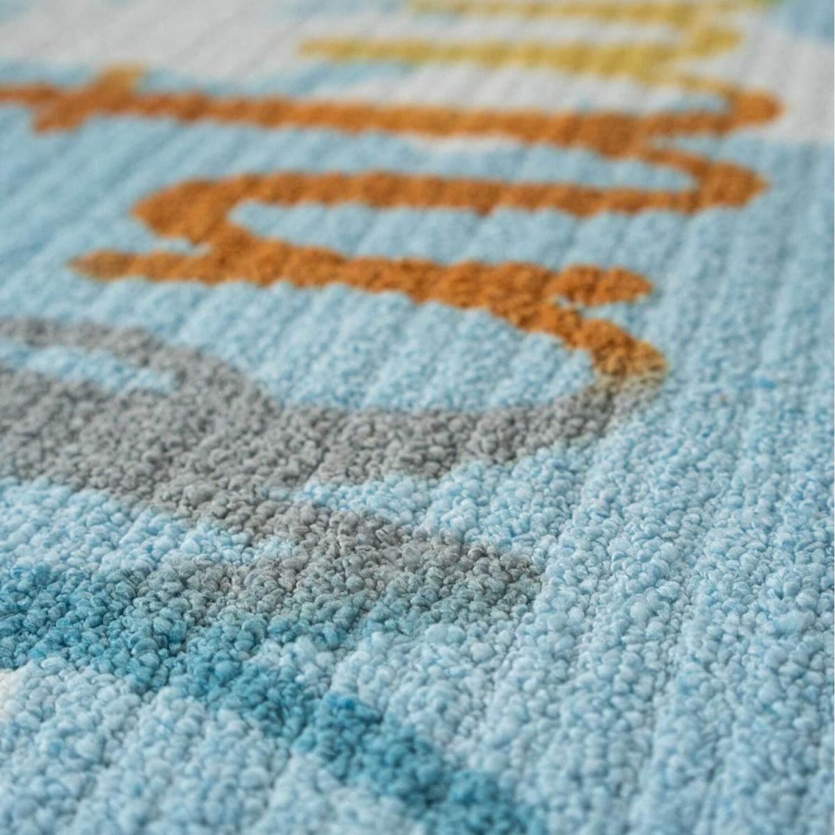 Blue Round Adventure Kids Play Mat Soft Non Slip Washable Bedroom Rug - Baby Blue – image 6