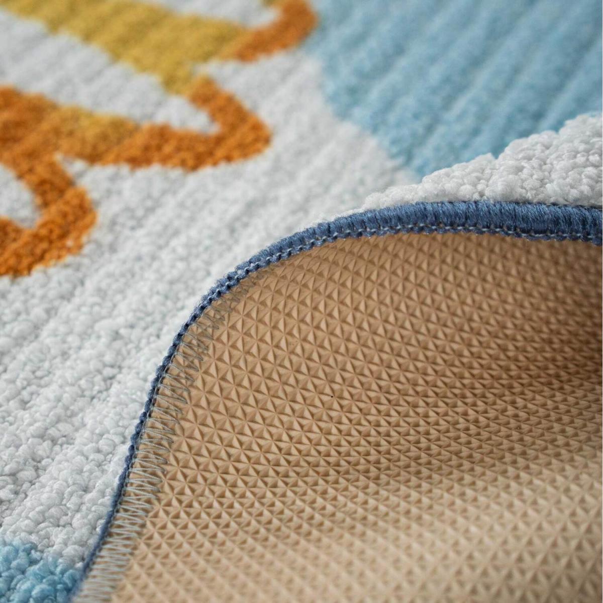 Blue Round Adventure Kids Play Mat Soft Non Slip Washable Bedroom Rug - Baby Blue – image 7