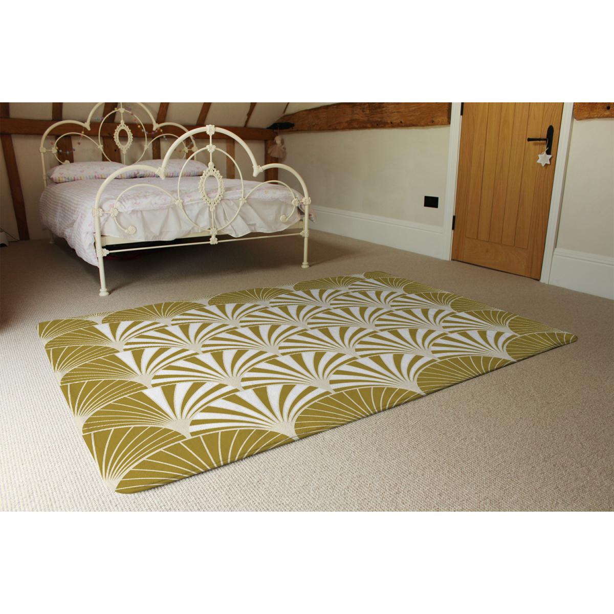 Golden Semi Circles Designer Rug - Yellow / 110cm – image 3