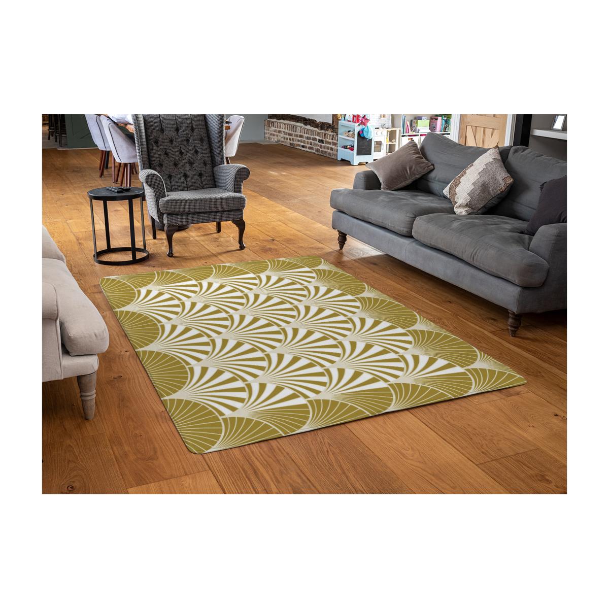 Golden Semi Circles Designer Rug - Yellow / 110cm – image 1