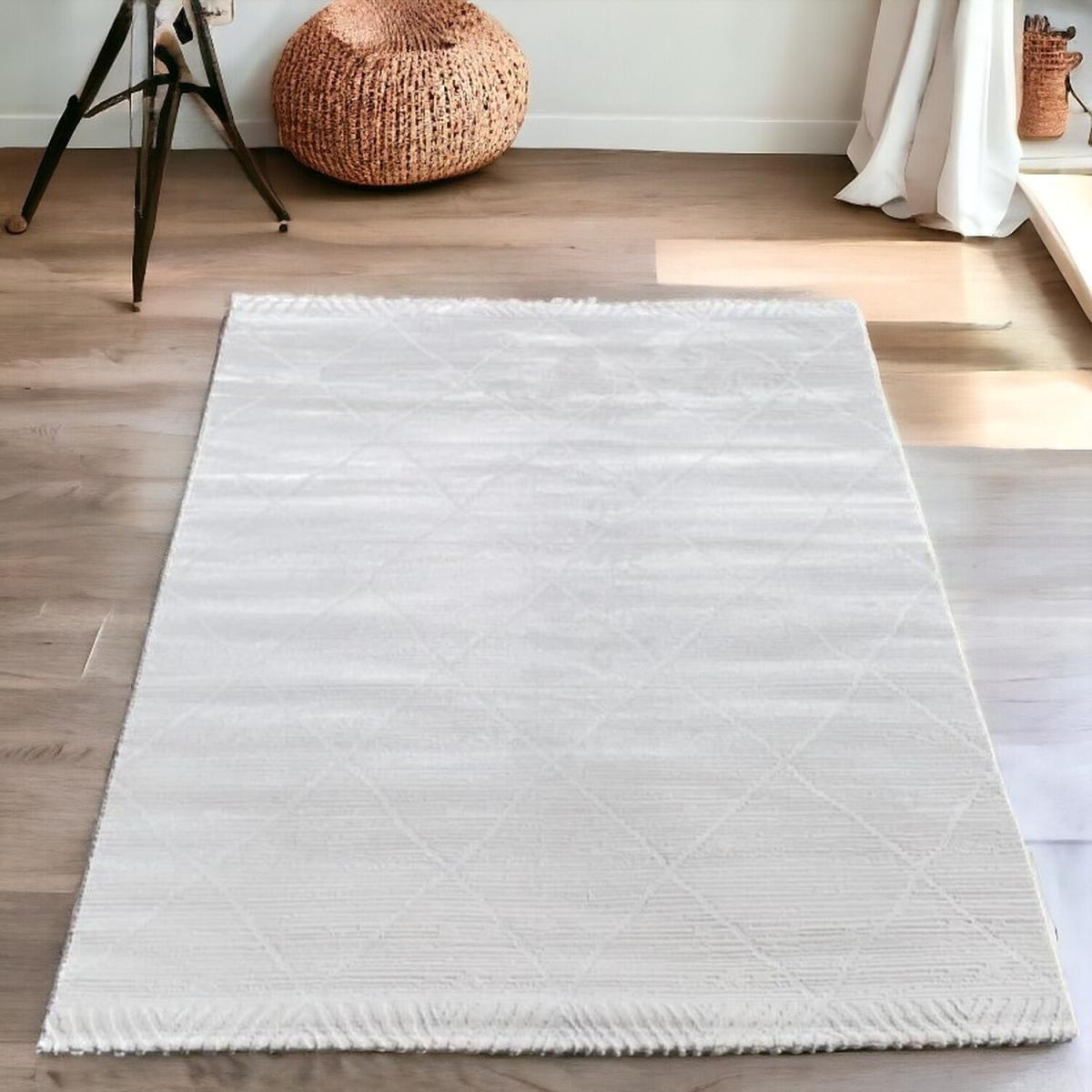 Beige Living Room Rug Moroccan Trellis Area Rug - Brown / 160cm