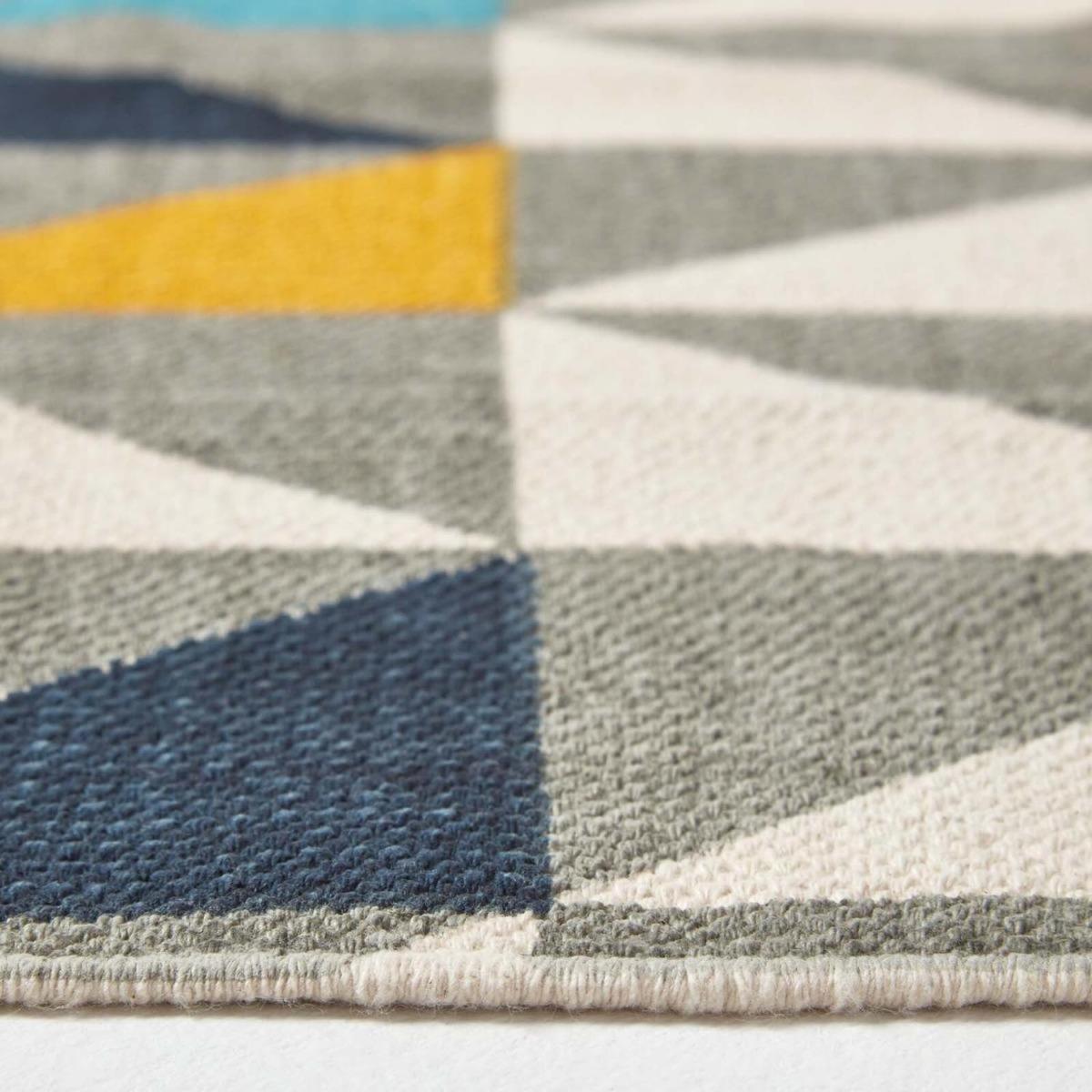 Homescapes Copenhagen Scandi Style Cotton Printed Rug - Blue / 150cm – image 4