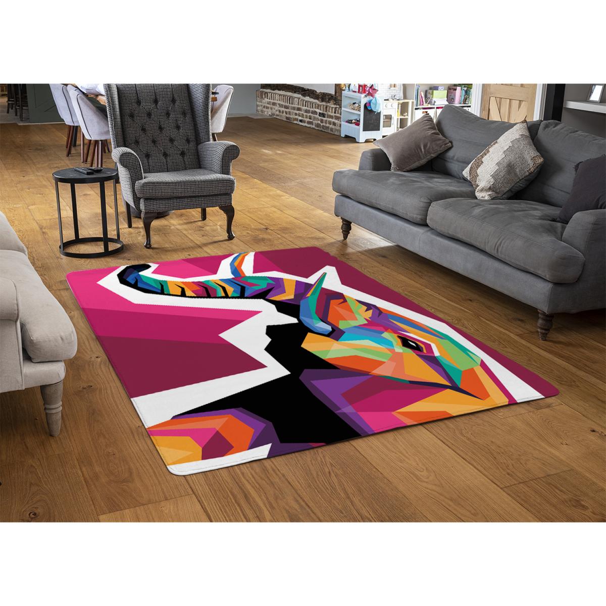 Colorful Illustration Of Elephant Head In Wpap Style Designer Rug - Pink / 200cm – image 2