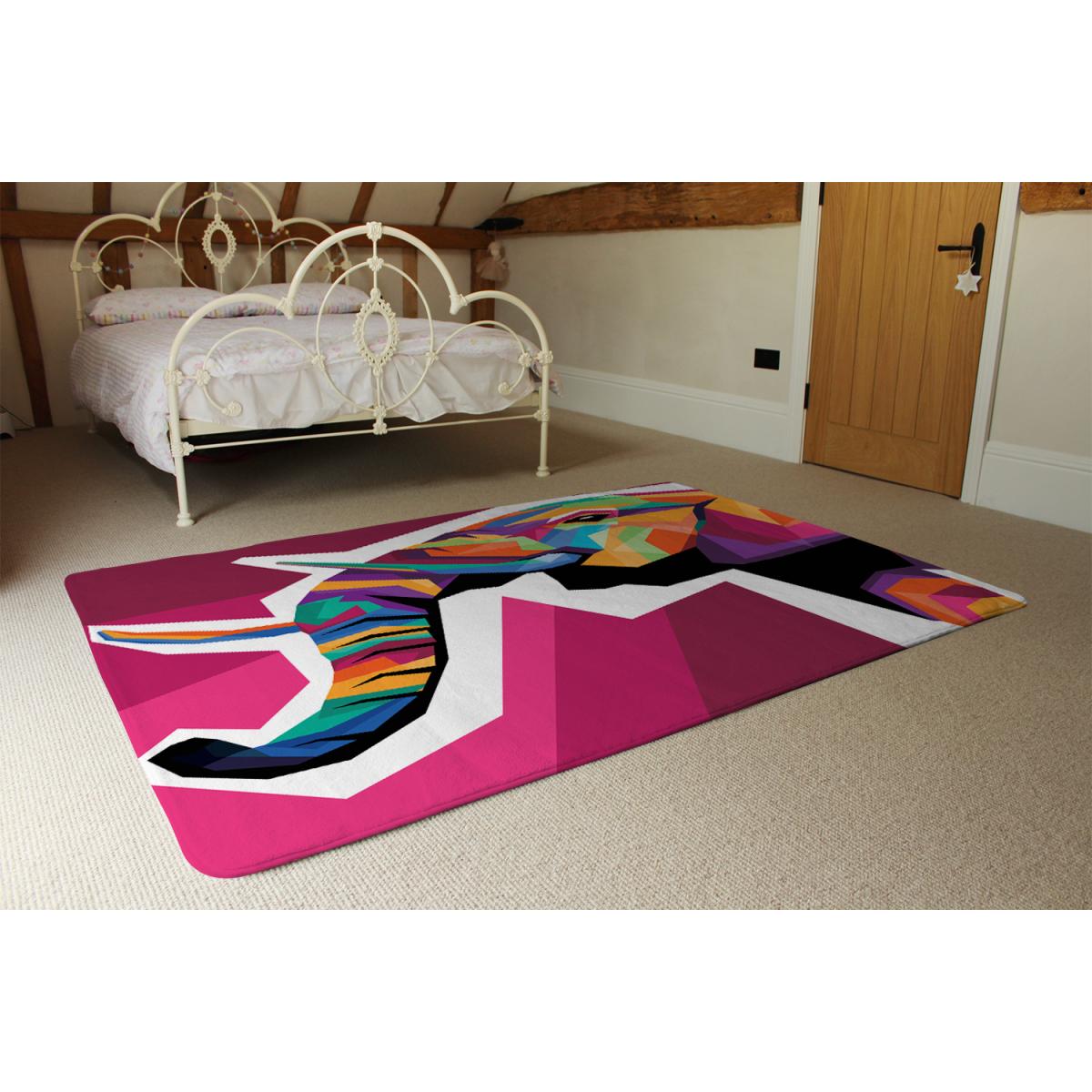 Colorful Illustration Of Elephant Head In Wpap Style Designer Rug - Pink / 200cm – image 3