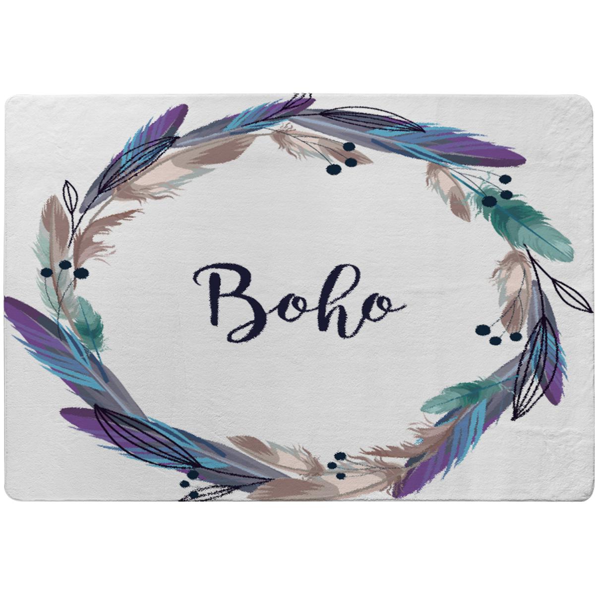 Boho Style Wreath Feathers Rug - Blue / 230cm – image 2
