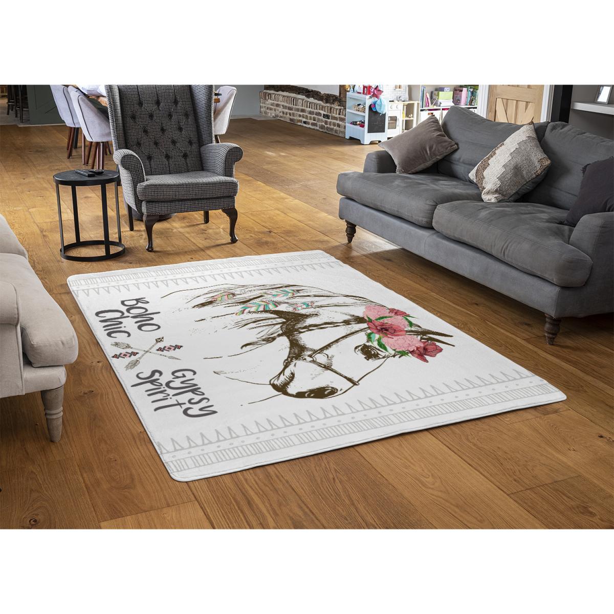 Horse With Flower Chic Rug - Brown / 230cm – image 3