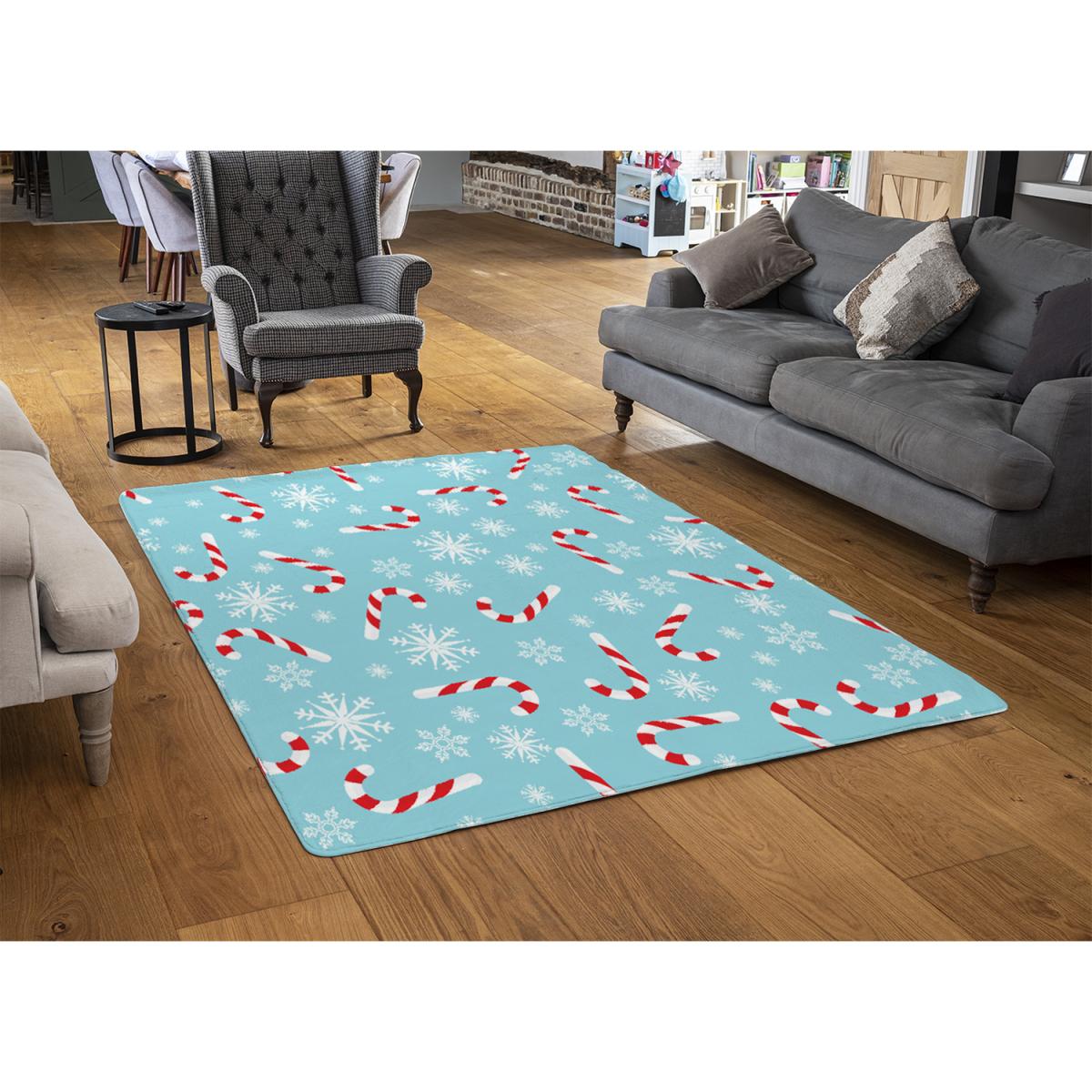 Candy Canes And Snowflakes Style Rug - blue / 230cm – image 2