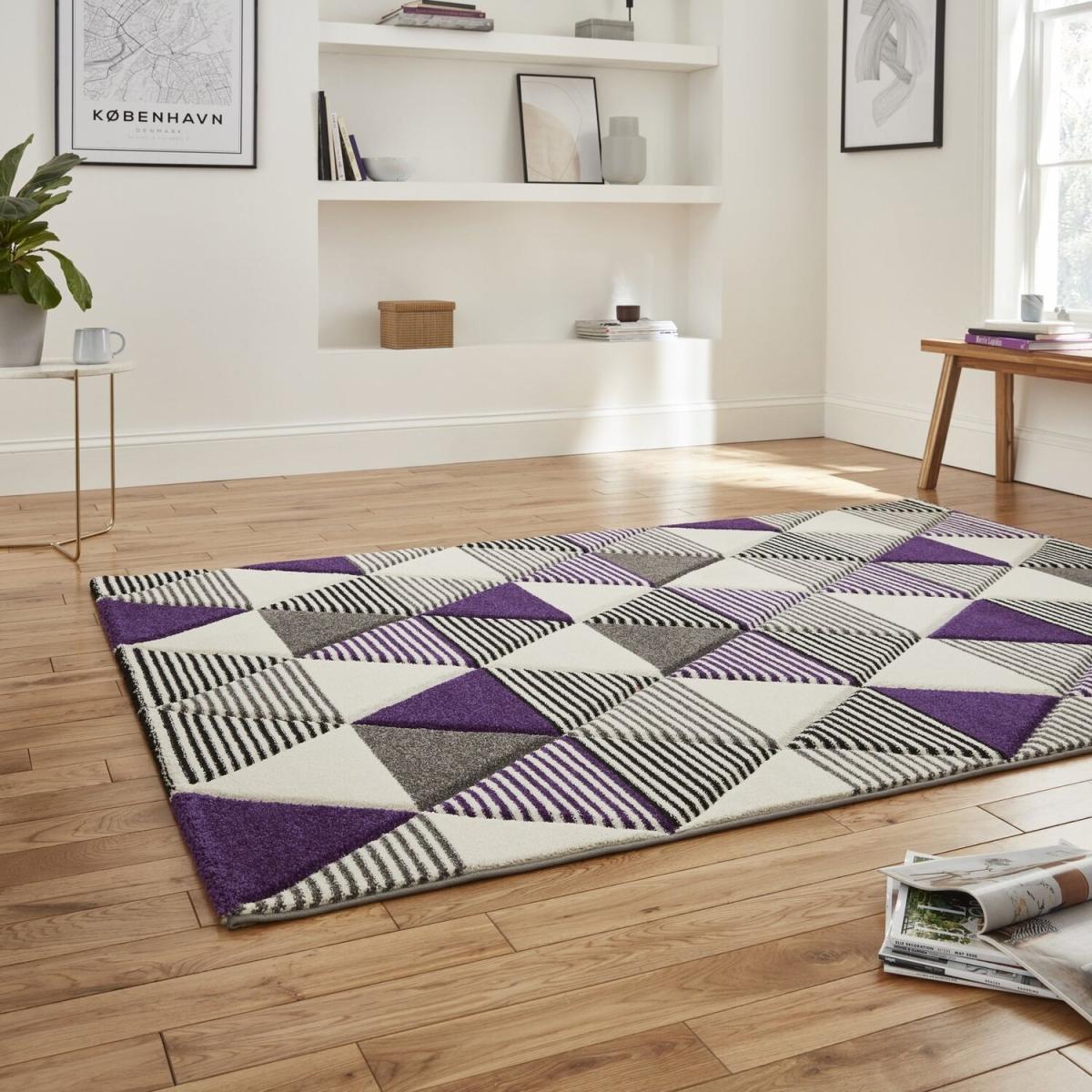 Brooklyn BRK15 GreyPurple Rug - Grey/Purple / 170cm – image 2