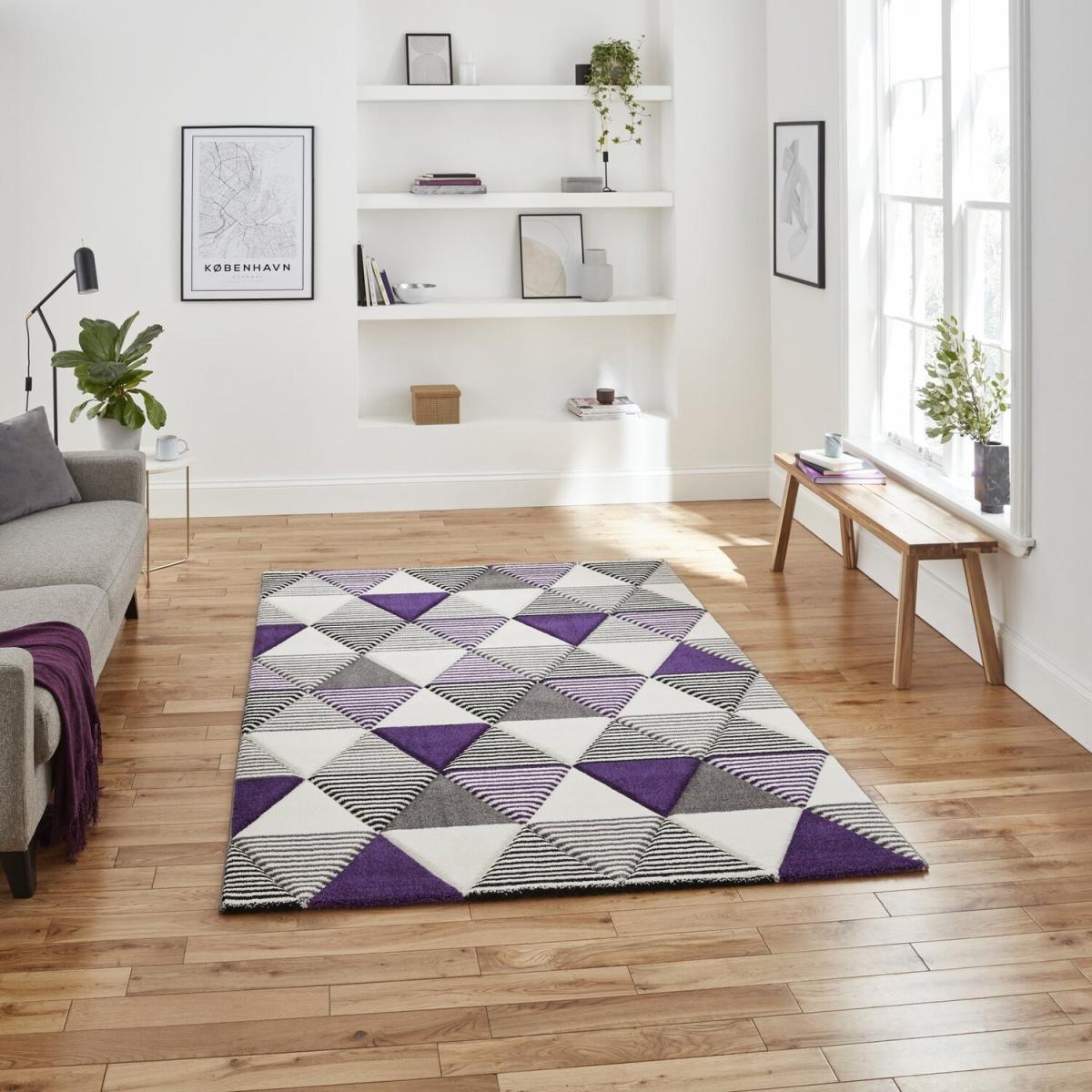 Brooklyn BRK15 GreyPurple Rug - Grey/Purple / 170cm – image 1