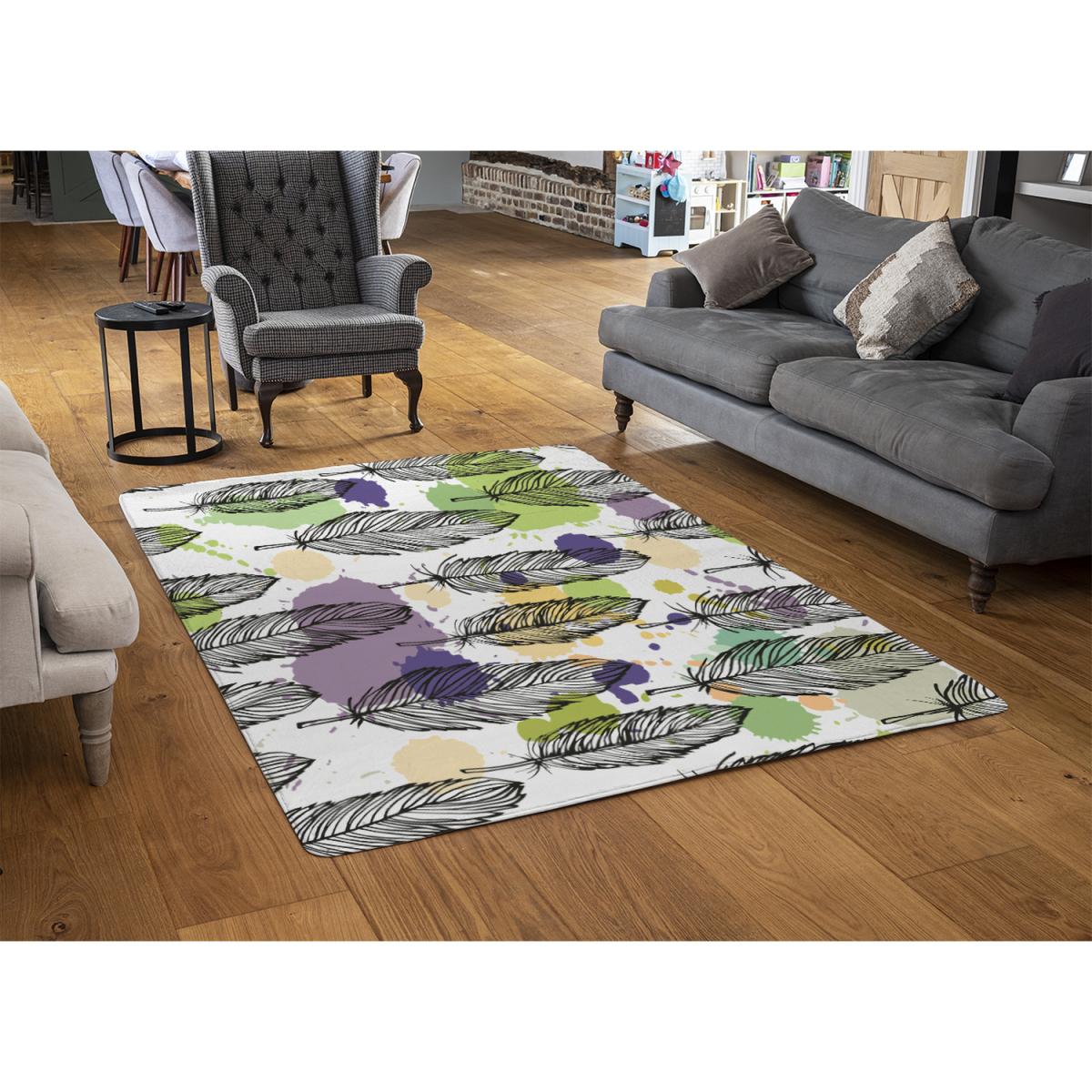 Spotted Coloured Feather Rug - Green / 230cm – image 3