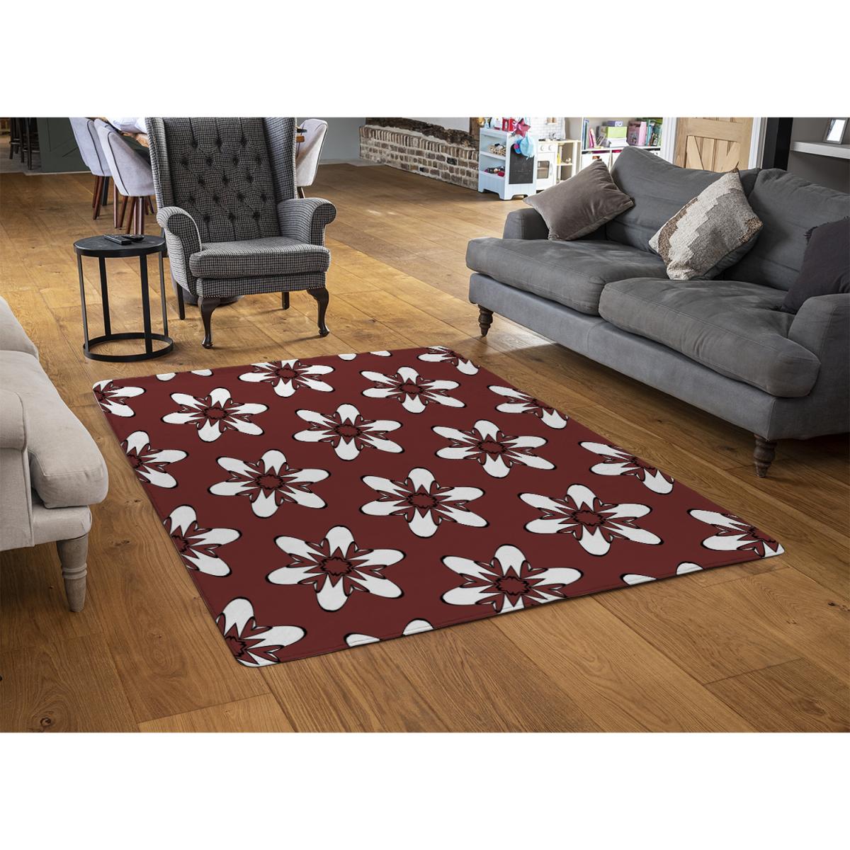 Modern Decorative Floral Pattern Rug - Red / 230cm – image 3