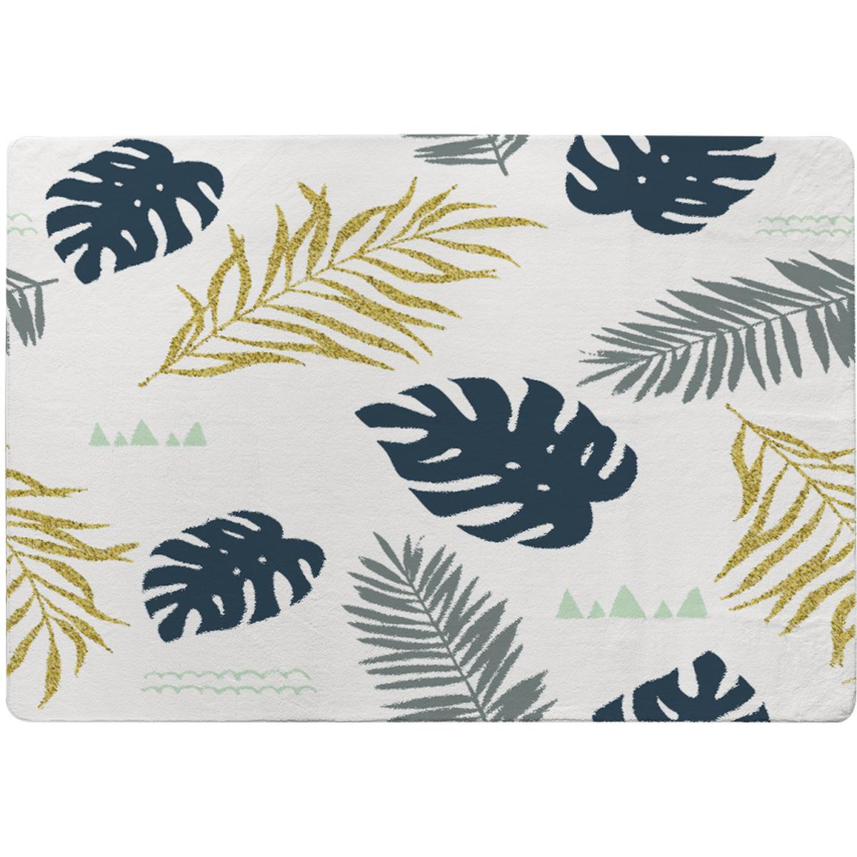Gold Glitter  Navy Leaves Rug - Blue / 230cm – image 2