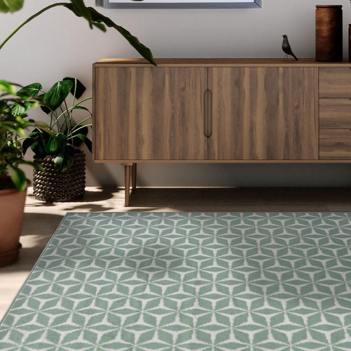 Green Moroccan Tile Living Room Rug - Islay - Green – image 2