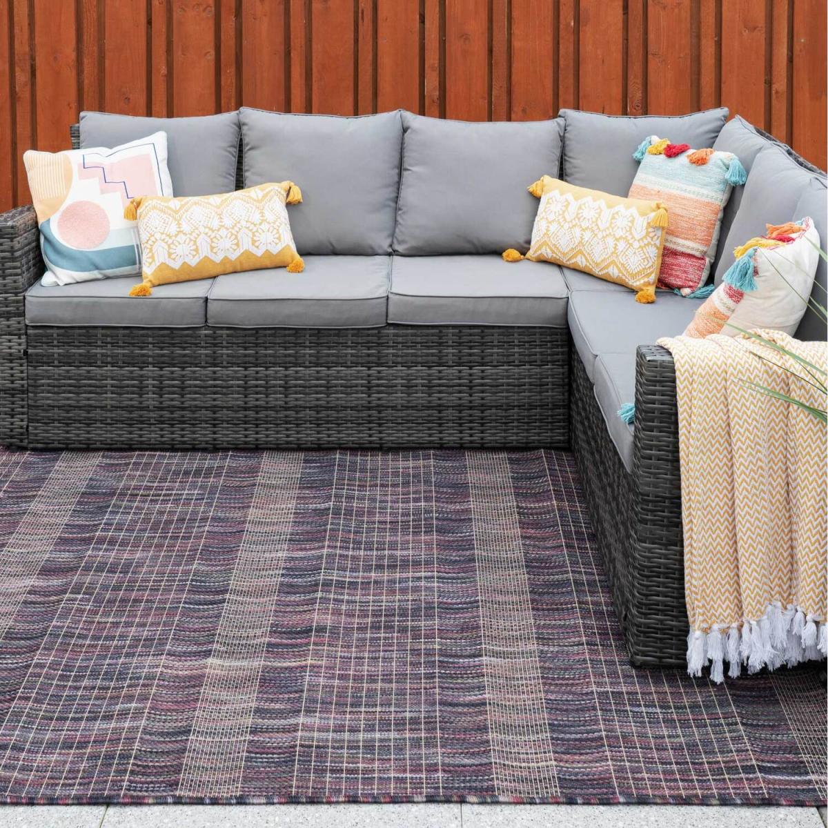 Deep Purple Durable Soft Plastic Mottled Flatweave Indoor Outdoor Area Rug - Purple / 230 x 160cm – image 3