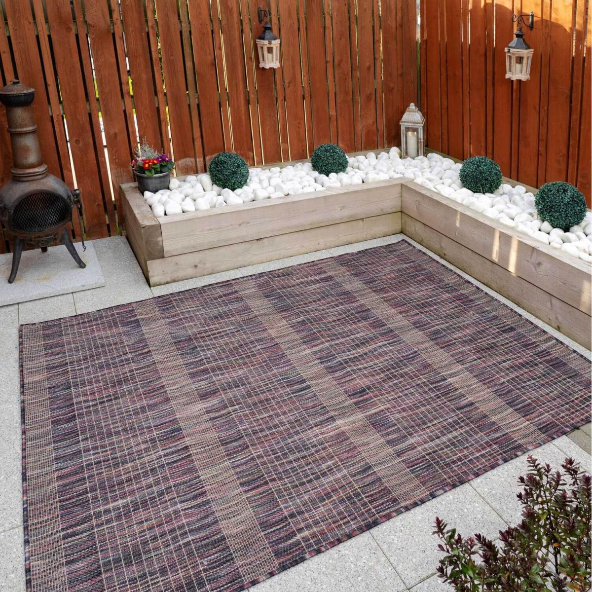 Deep Purple Durable Soft Plastic Mottled Flatweave Indoor Outdoor Area Rug - Purple / 230 x 160cm – image 1