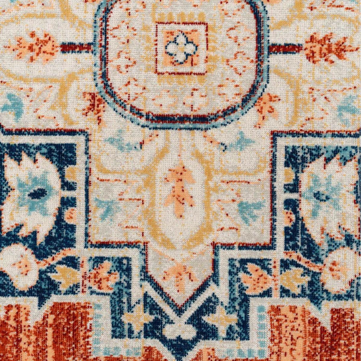Orange Terra Navy Traditional Medallion Low Pile Soft Living Area Rug - Terracotta / 150cm – image 2