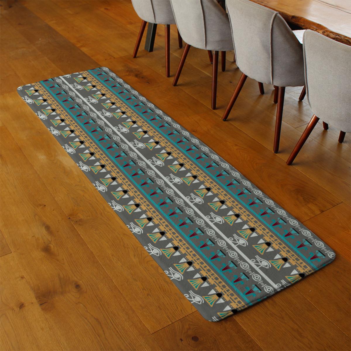 Tribal Art Egyptian Vintage Ethnic Silhouettes Runner Rug - Green – image 3