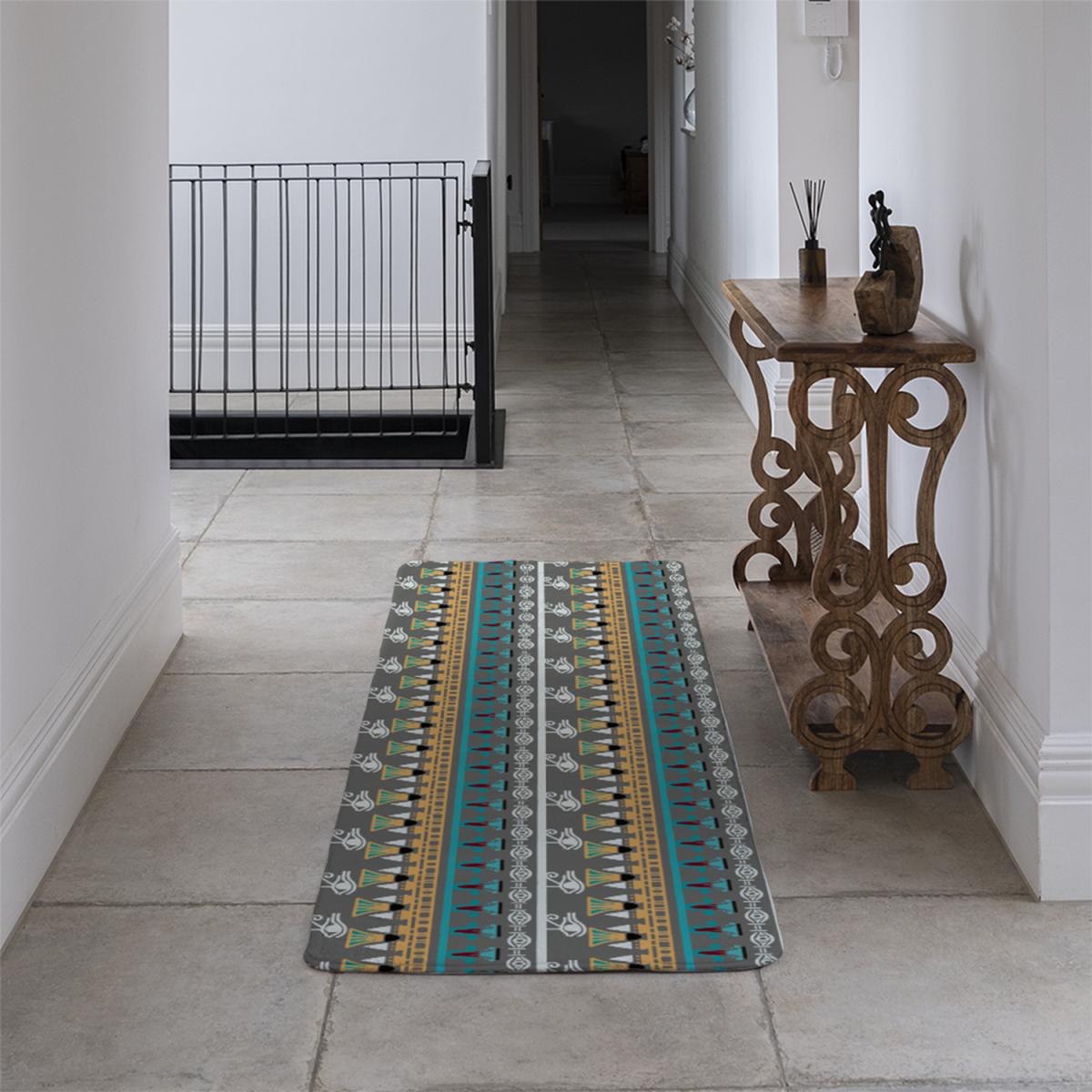 Tribal Art Egyptian Vintage Ethnic Silhouettes Runner Rug - Green – image 4