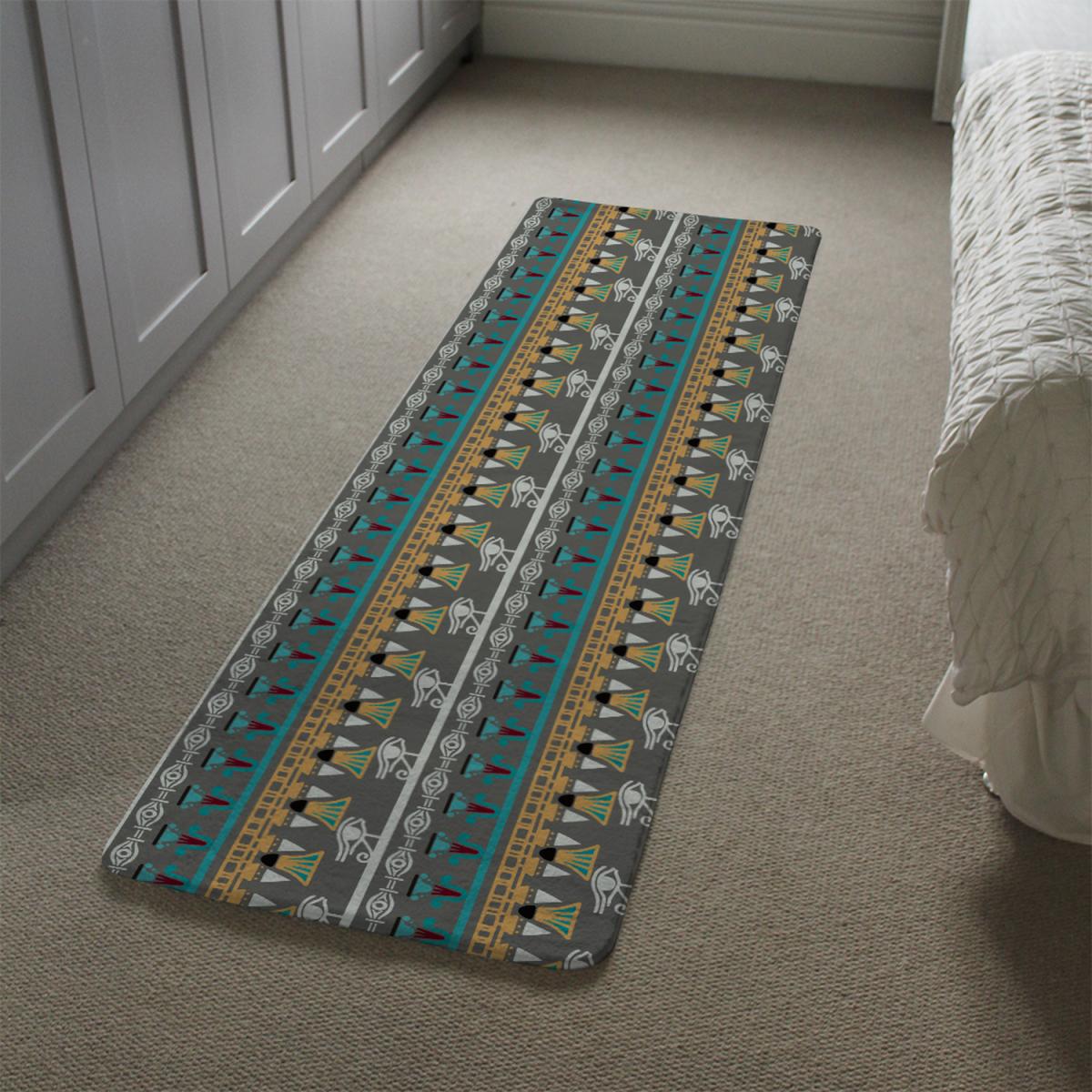 Tribal Art Egyptian Vintage Ethnic Silhouettes Runner Rug - Green – image 1