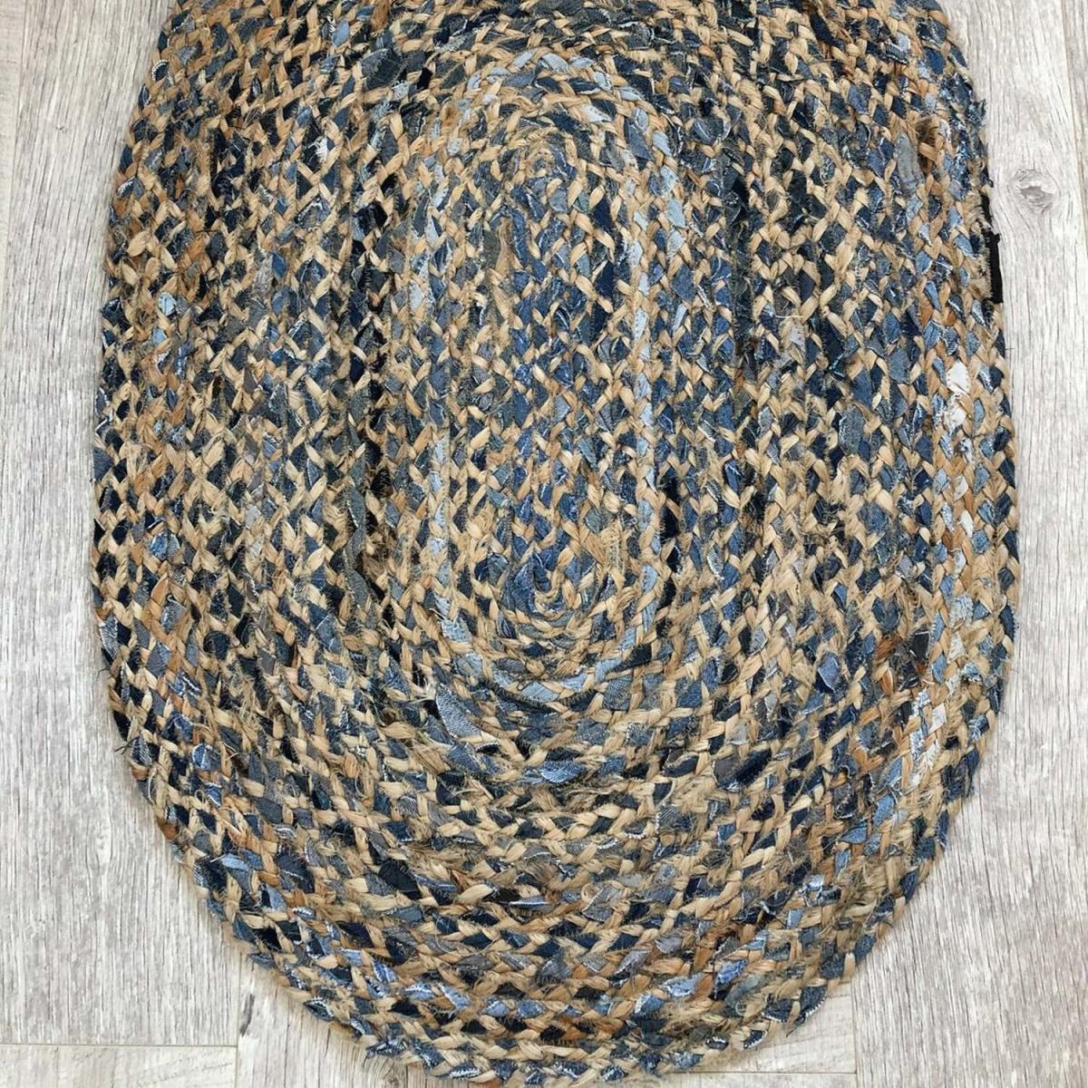 Denim and Jute Braided Oval Rug - 90 x 60cm – image 2