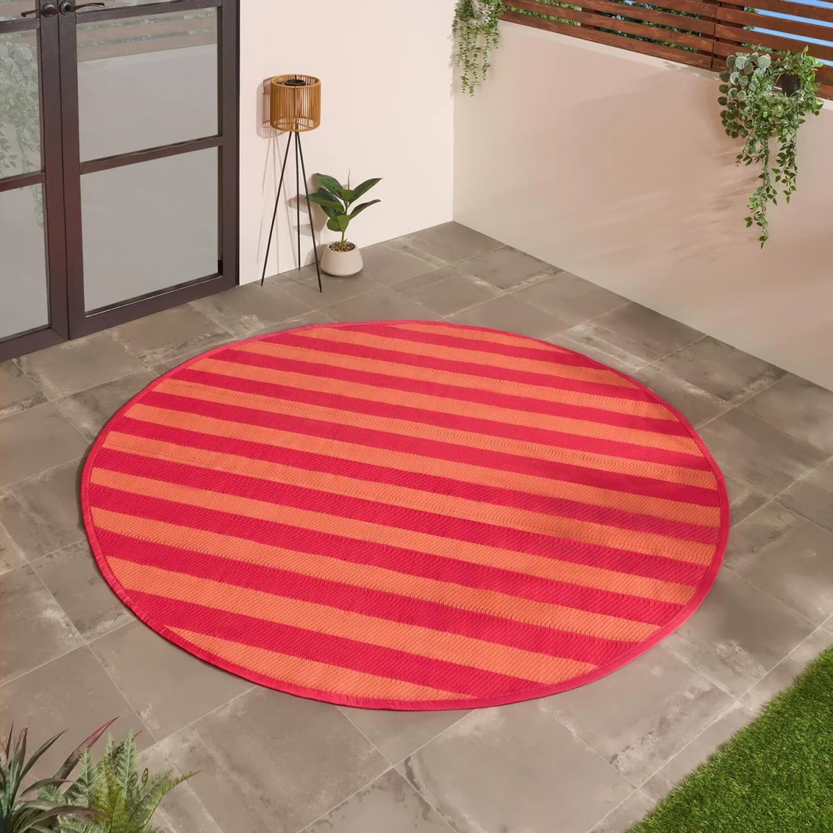 Stripe Print Outdoor Rug - Orange/Pink / 28.5cm / 0.95kg – image 2