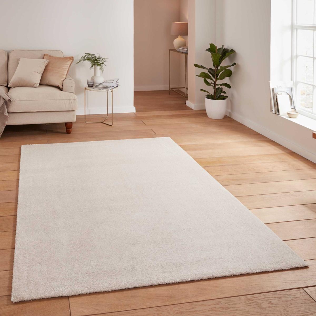 Cream Machine Washable Non Shedding Shaggy Rug - Cream / 80cm