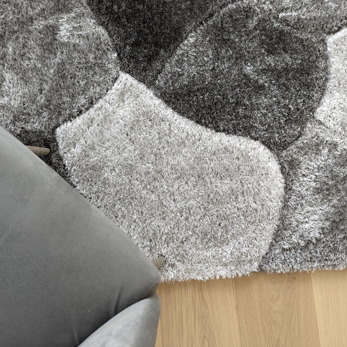 Grey Carved Pebbles Shaggy Rug - Verge - Grey / 150cm – image 3