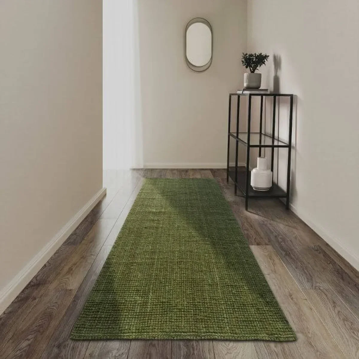 Villeroy & Boch 1791 Rosalie Jute Plain Runner Rug Green - Green / 200.0cm – image 8
