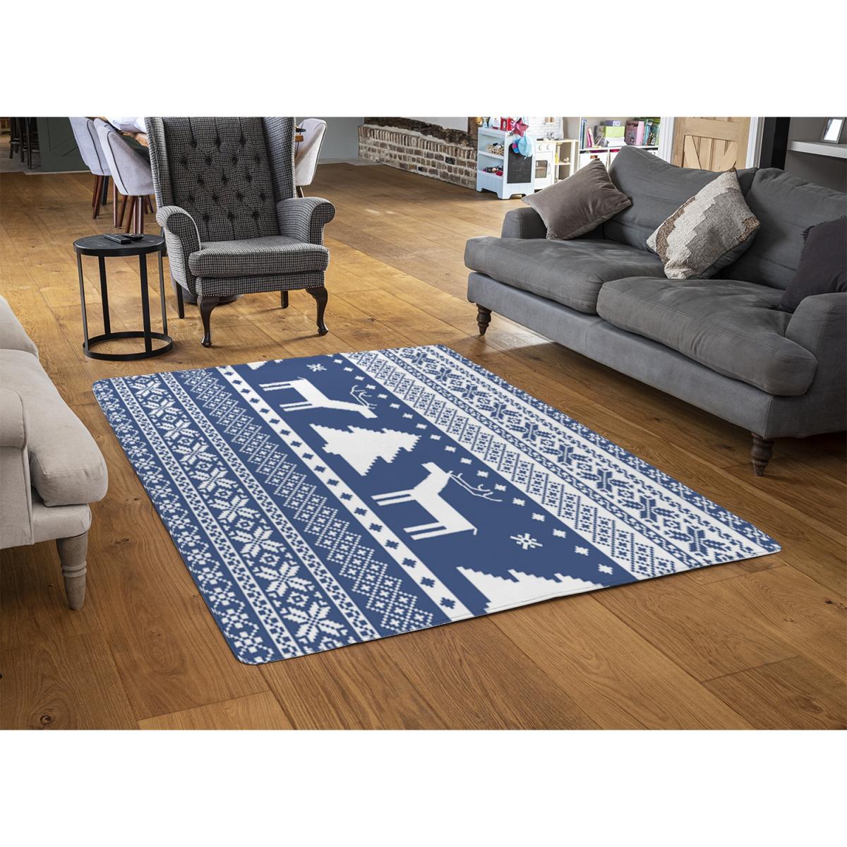 Knitted Ornamental Pattern Style Rug - blue / 230cm – image 2