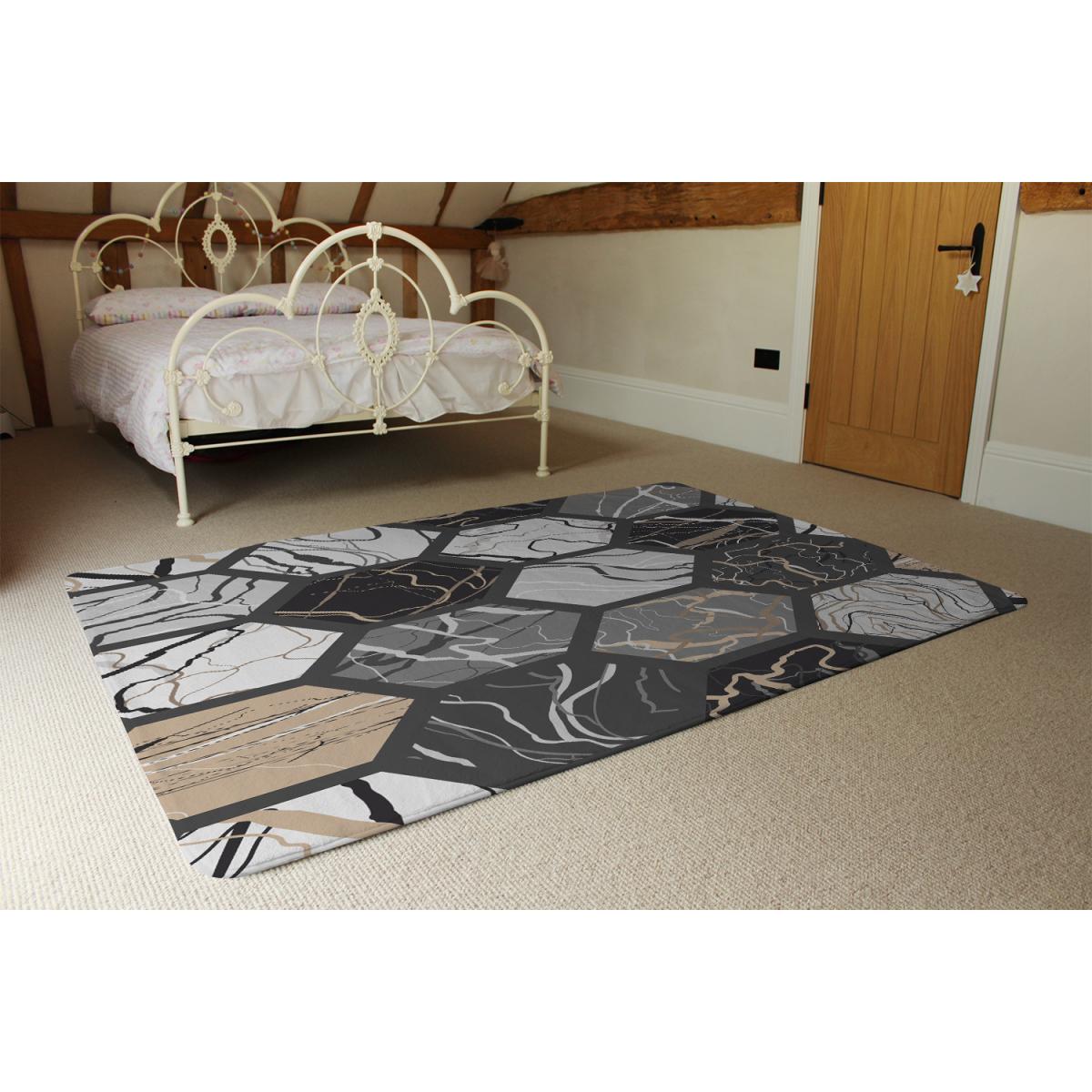 Hexagon Marble Rug - Black / 230cm – image 1