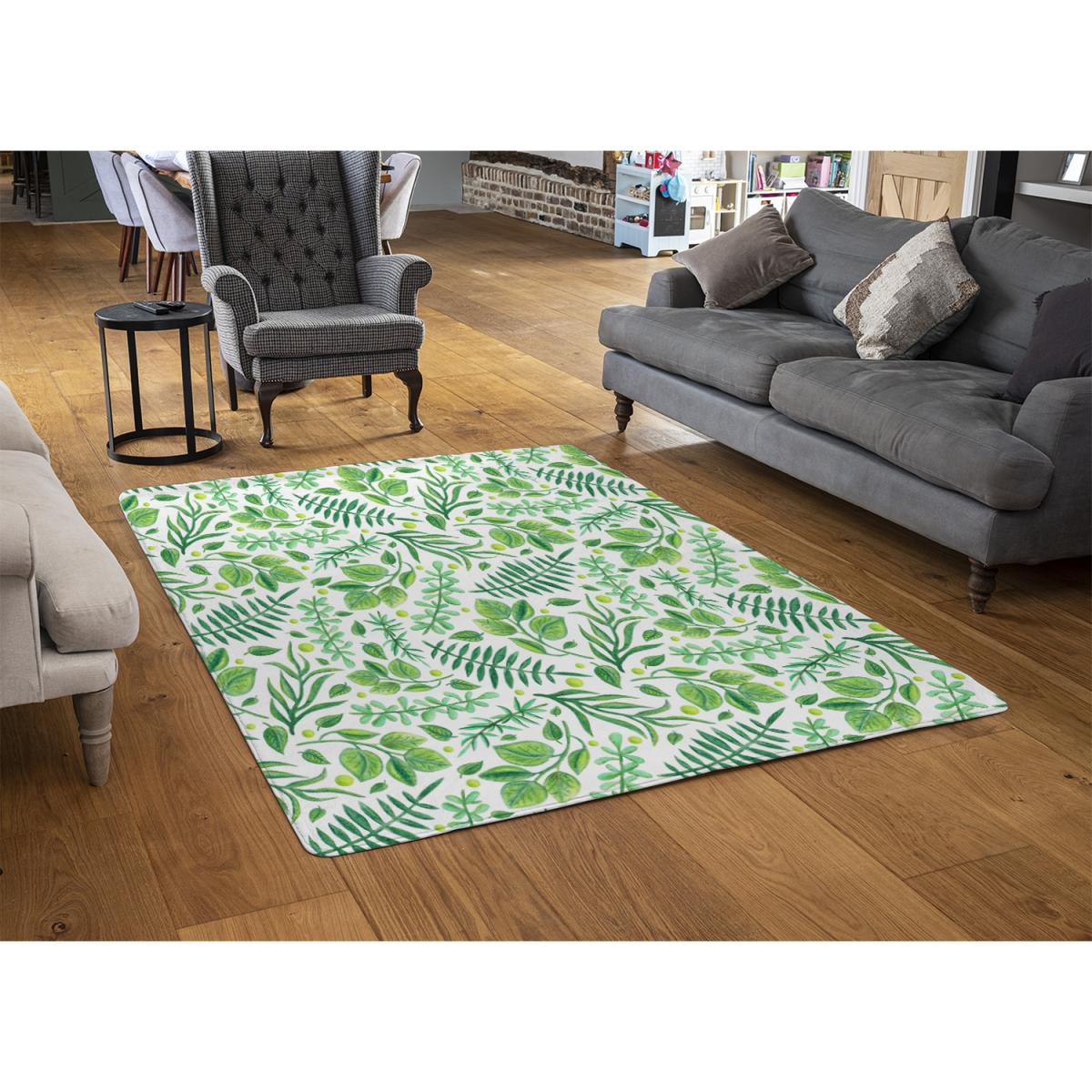 Mixed Green Leaves Rug - Green / 110cm – image 2