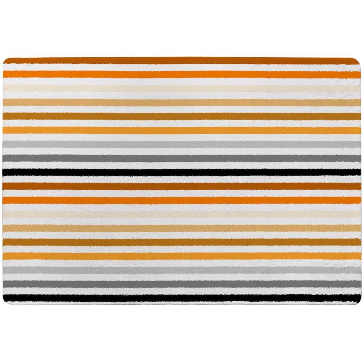 Striped Pattern, Orange Black Gray Beige And Brown Designer Rug - Orange / 110cm – image 2