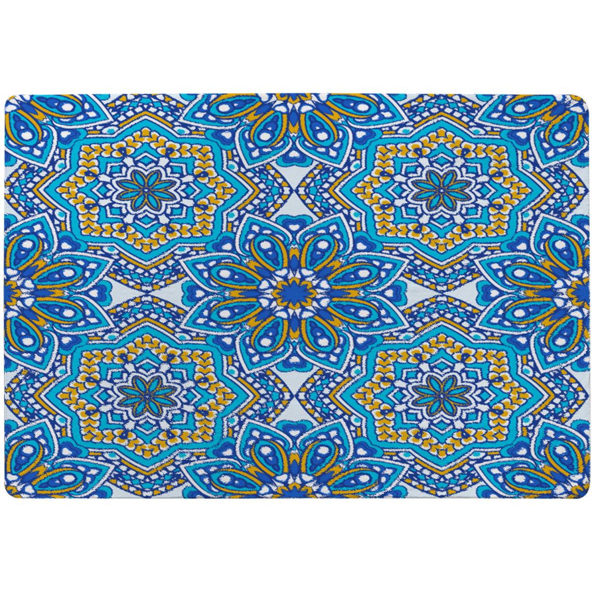 Floral And Geometric Embellished Tiles Rug - Blue / 230cm – image 2