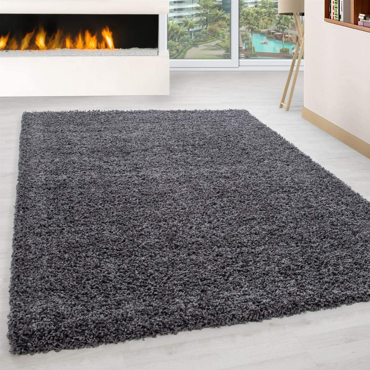 RUGS SOFT PLAIN Thick 5CM PILE ANITSKID LARGE AREA RUGS (DARK GREY, 120X170CM) - Dark grey – image 1
