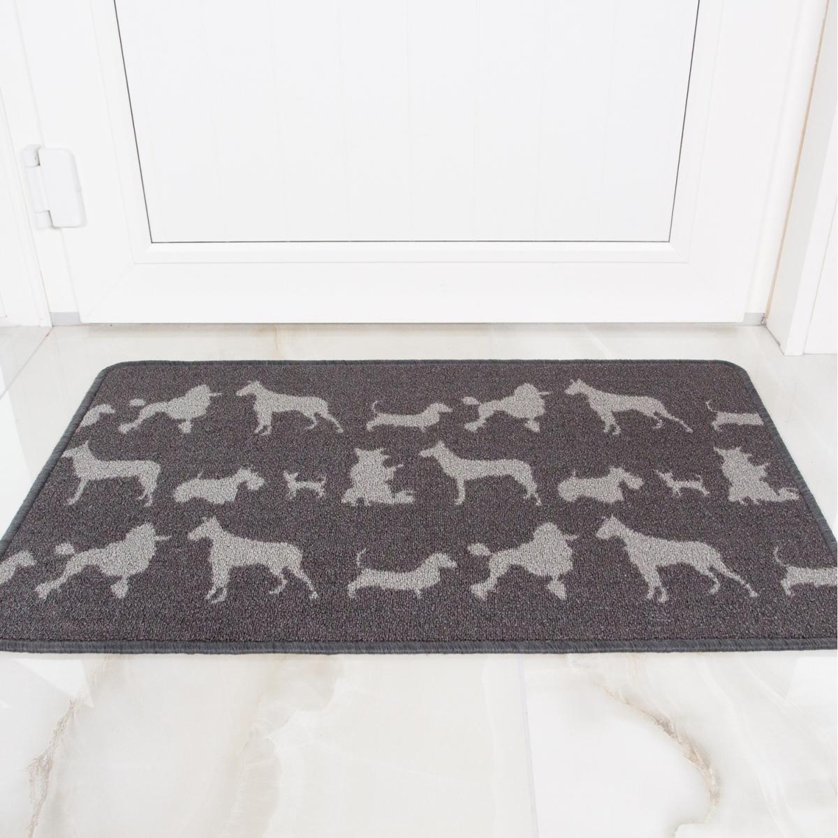 Silver Grey Dog Print Non Slip Washable Kitchen Utility Mat - Grey / 110cm – image 2
