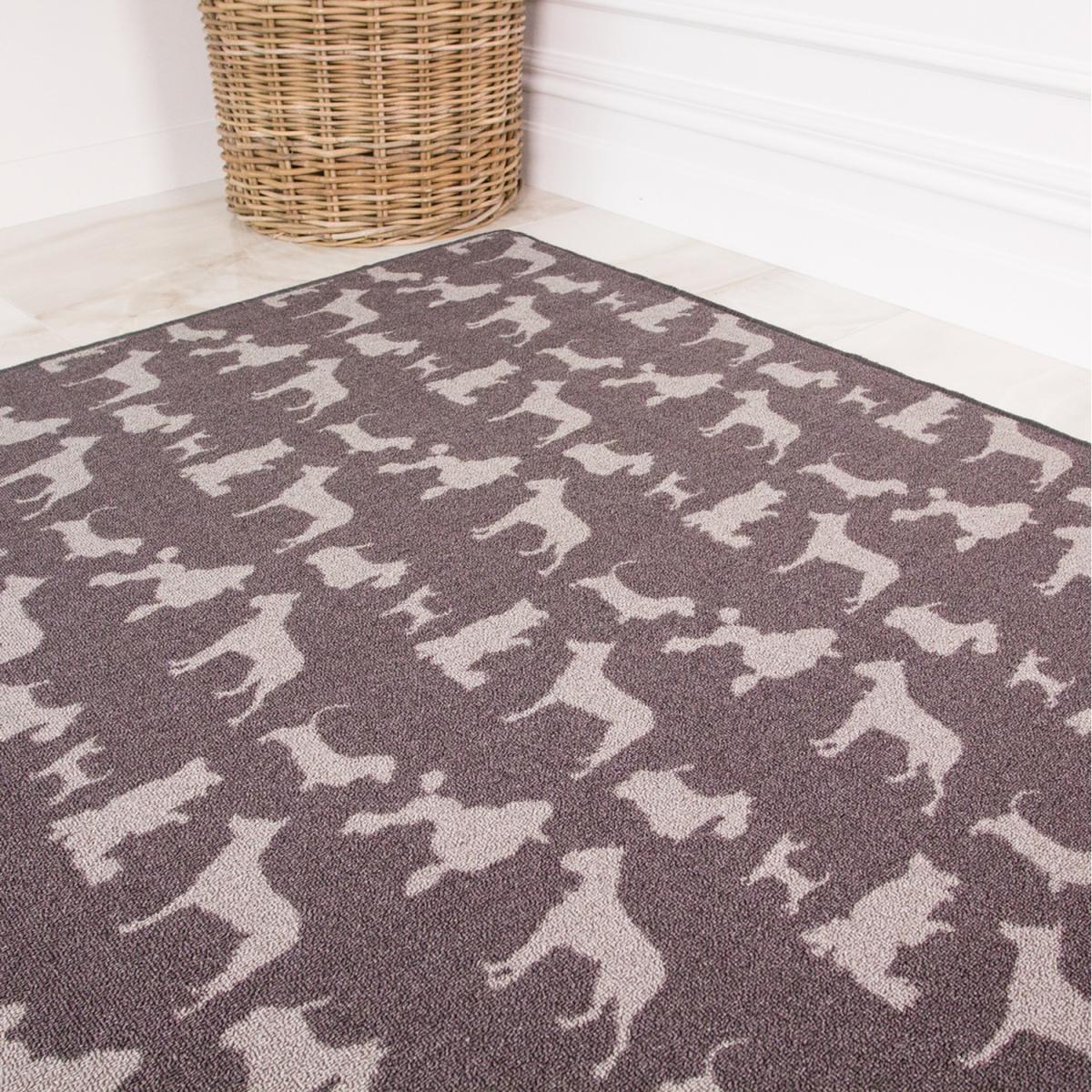 Silver Grey Dog Print Non Slip Washable Kitchen Utility Mat - Grey / 110cm – image 4