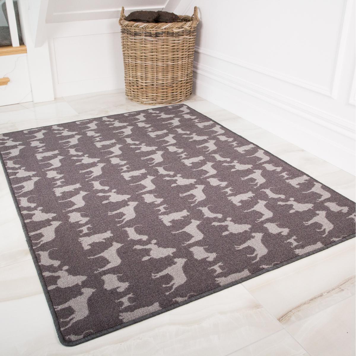 Silver Grey Dog Print Non Slip Washable Kitchen Utility Mat - Grey / 110cm – image 5