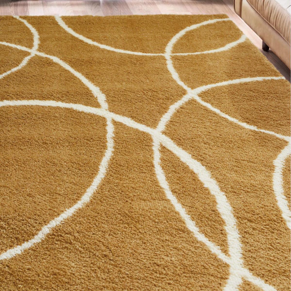 Mustard Soft Thick Cozy Bubble Effect 30mm Shaggy Rug - Brae - Yellow – image 1