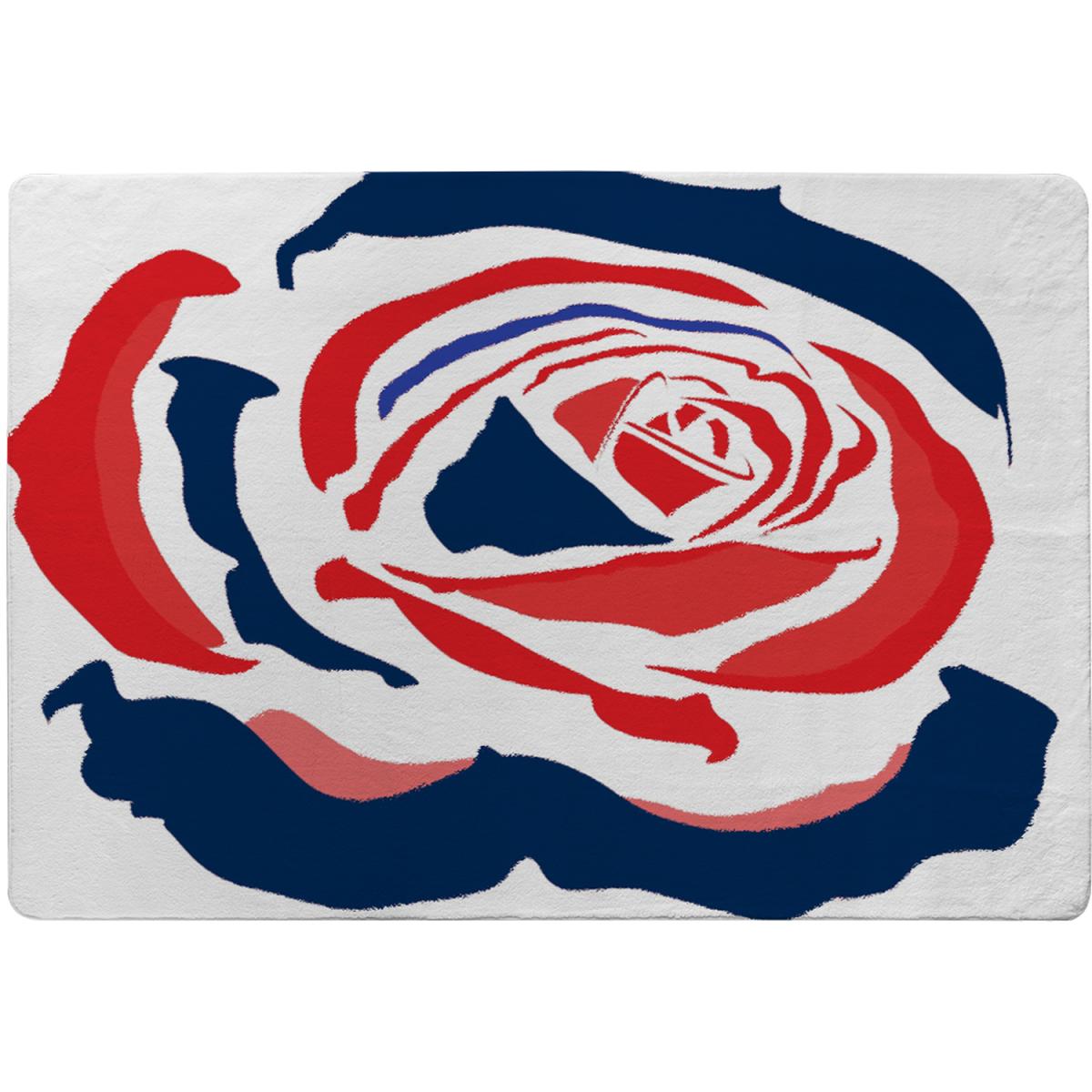 Red Blue Rose Print Rug - Red / 230cm – image 2
