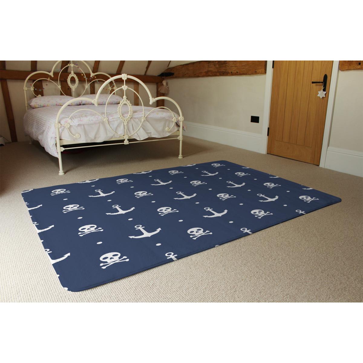 Anchor With Skull Bones Rug - Blue / 110cm – image 3
