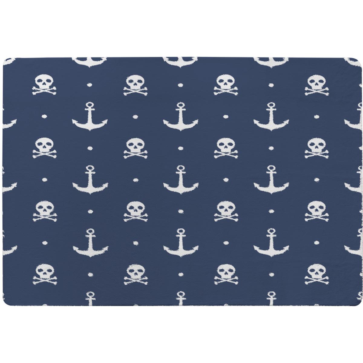Anchor With Skull Bones Rug - Blue / 110cm – image 4