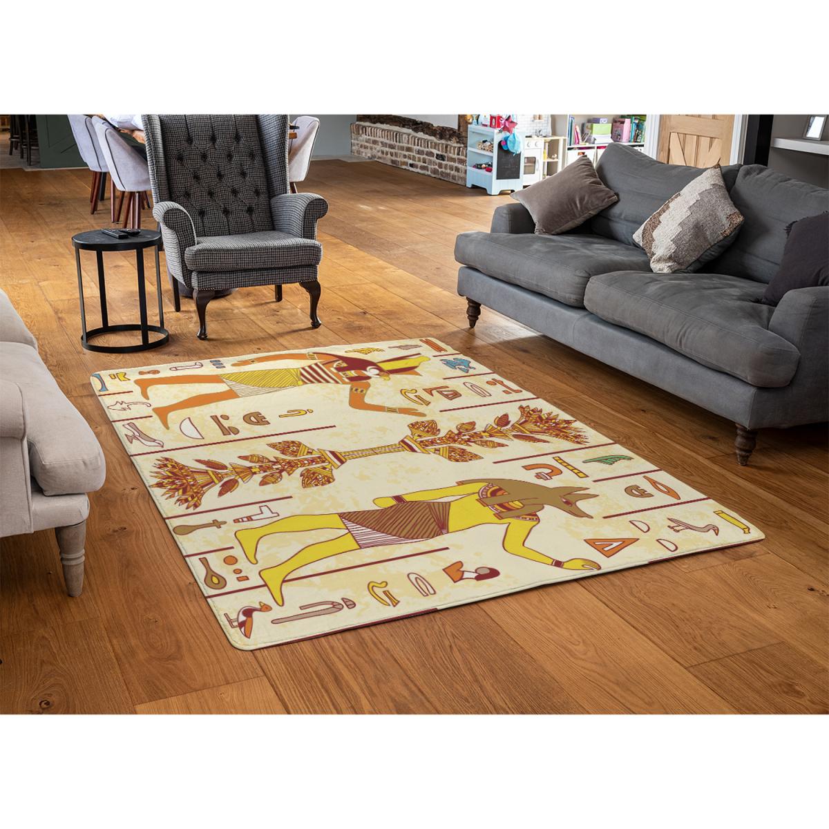 Egyptian Gods Ancient Egyptian Hieroglyphs Rug - Yellow / 230cm – image 3