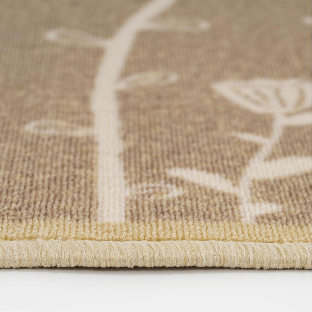 Neutral Beige Floral Non Slip Washable Kitchen Utility Mat - Beige / 80cm – image 3